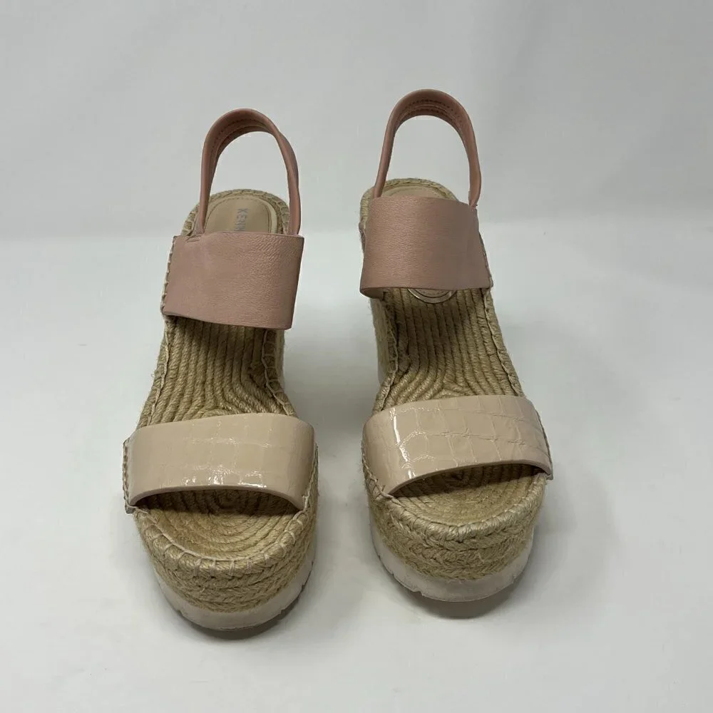 Kenneth Cole wedge espadrilles nude pink sandals 8.5
